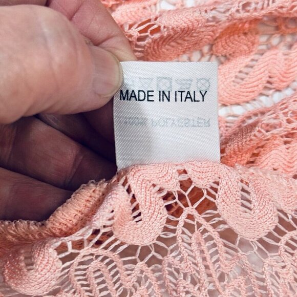 MELISSA ODABASH Lace Beach Cover-Up Women Small Peach Sheer‎ Summer Romper Italy - Picture 10 of 15